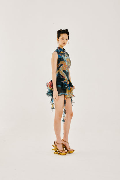 KASHGAR CHONGSAM MINI DRESS